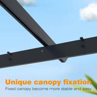 16 Ft. W X 12 Ft. D Aluminum Pergola Outdoor with Dark Gray Retractable Canopy