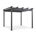 16 Ft. W X 12 Ft. D Aluminum Pergola Outdoor with Dark Gray Retractable Canopy