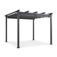 16 Ft. W X 12 Ft. D Aluminum Pergola Outdoor with Dark Gray Retractable Canopy — Studio Shot