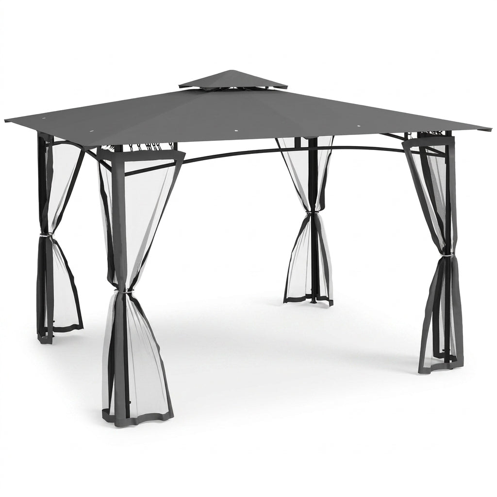 Patio Gazebo 10 Ft. X 12 Ft. Dark Gray Gazebo — Studio Shot