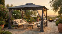 Patio Gazebo 10 Ft. X 12 Ft. Dark Gray Gazebo — Lifestyle